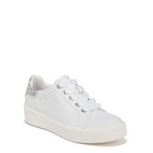 Naturalizer White Platform Sneaker with Silver Glitter Heel Accent